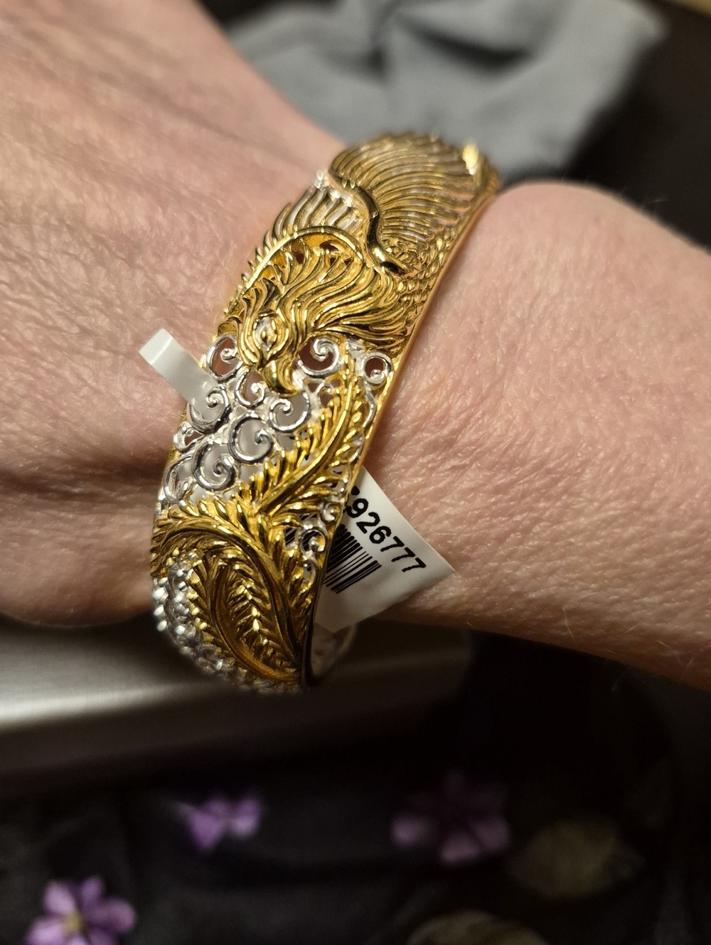 NWT BALI LEGACY TWO-TONE 22K Gold and STERLING  PHOENIX CUFF BRACELET 30.6 GRAMS